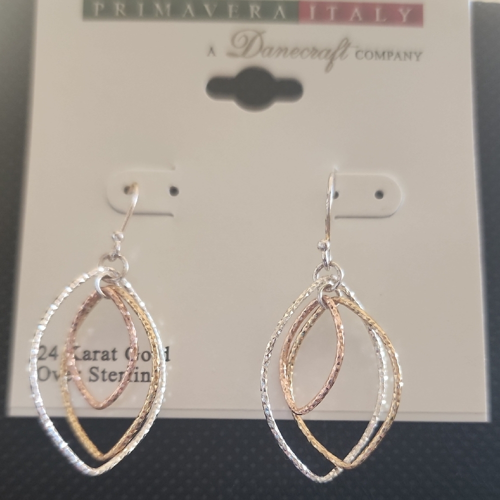 Primavera Italy Two-Tone Gold and Silver Earrings ( A Danercraft Company)